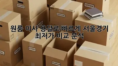 원룸 이사? 용달로 빠르게! 서울/경기 최저가 비교 분석